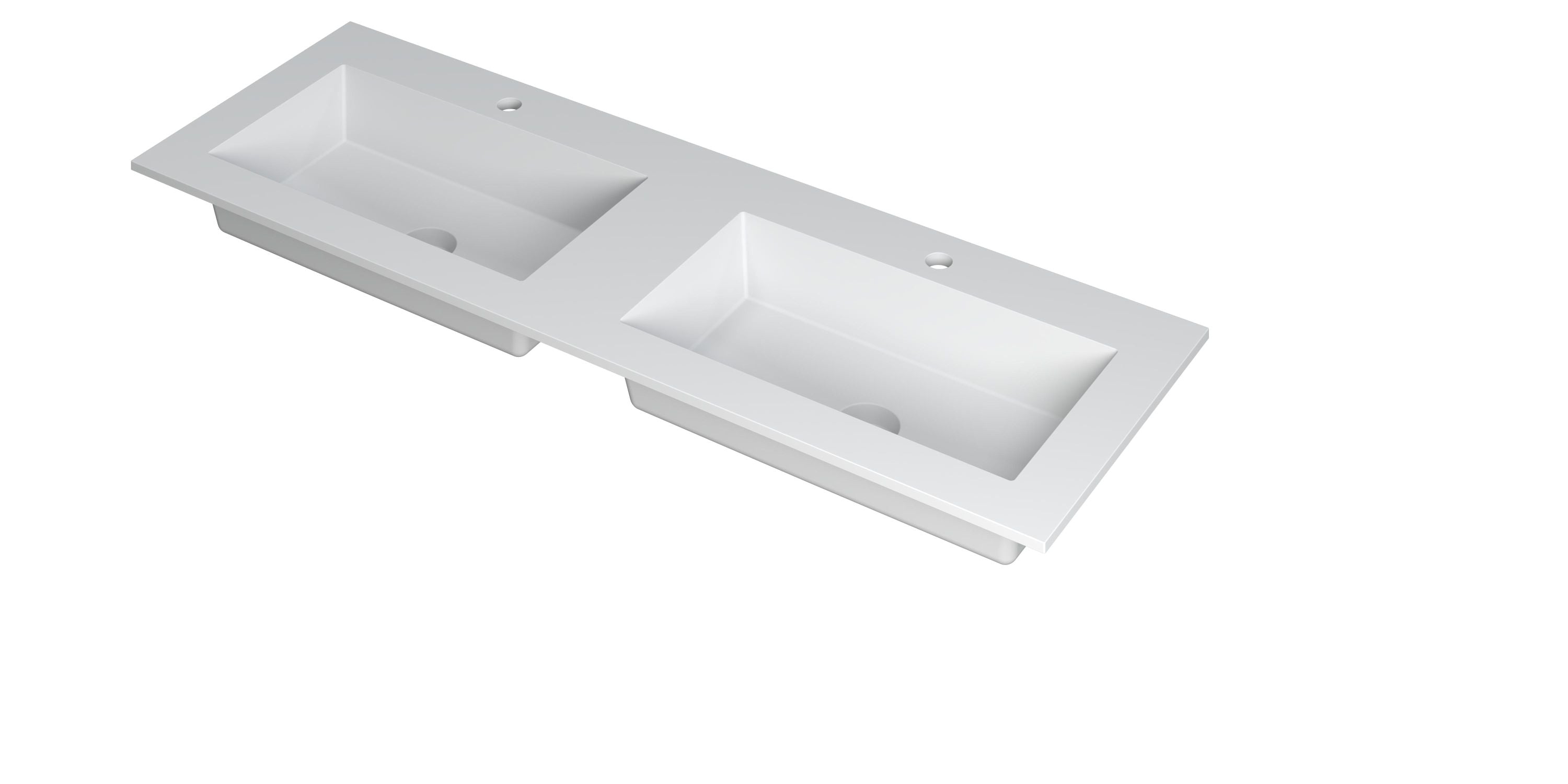 Ink Kraft meubelwastafel 140x45cm polystone - dubbel - 2 kraangaten - mat wit