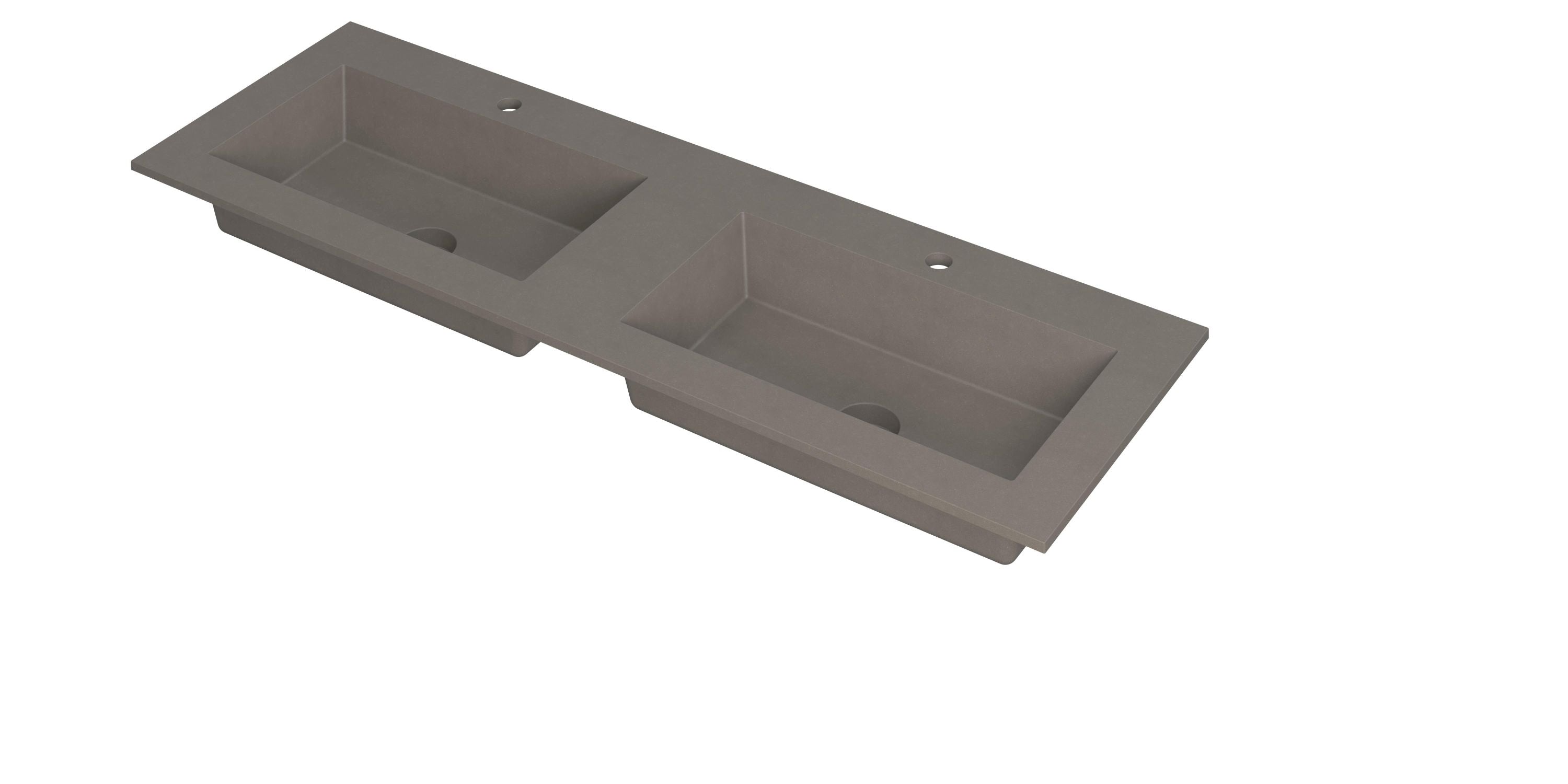 Ink Kraft meubelwastafel 140x45cm quartz - dubbel - 2 kraangaten - beton