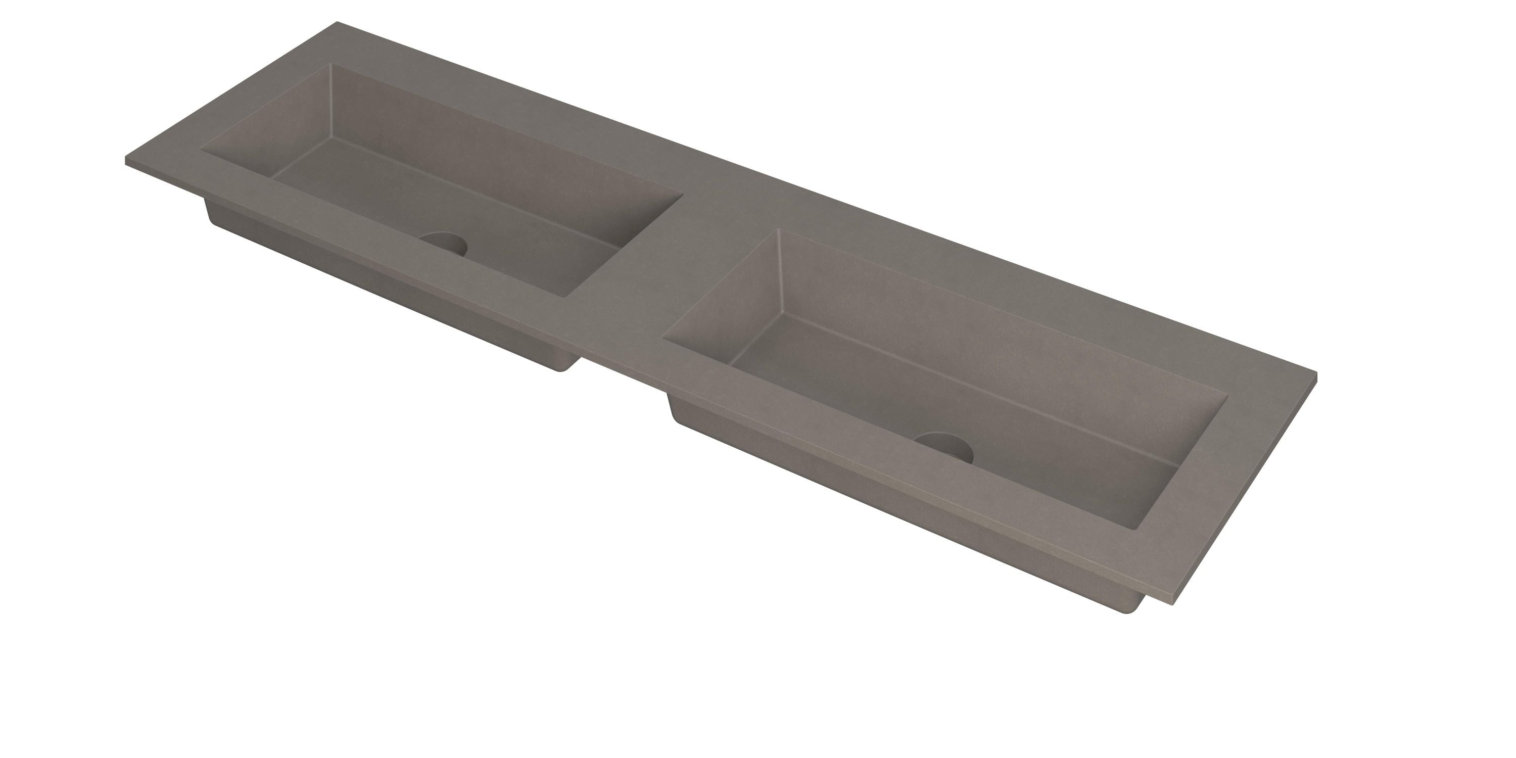 Ink Kraft meubelwastafel 160x45cm quartz - dubbel - zonder kraangaten - beton