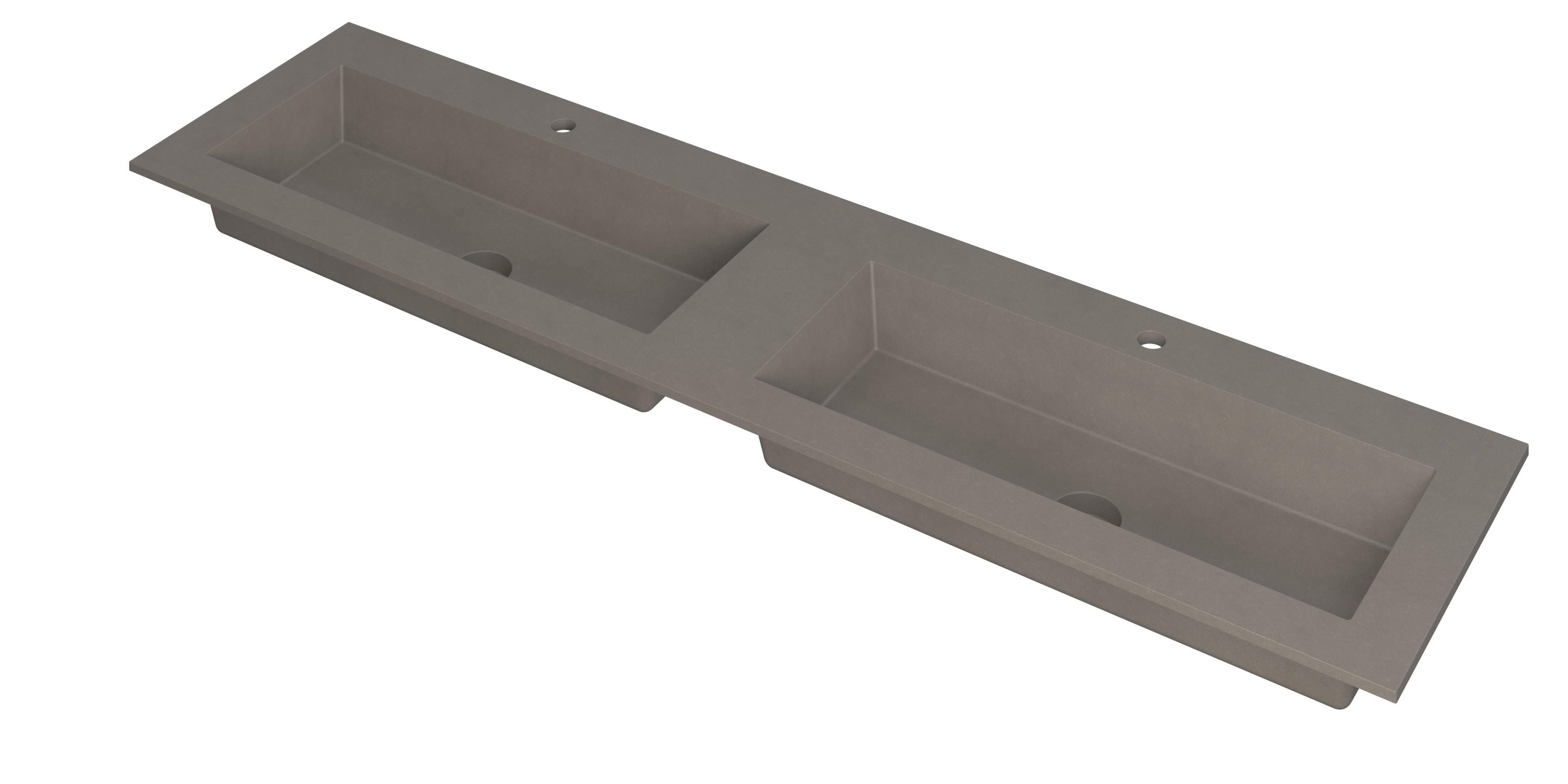 Ink Kraft meubelwastafel 180x45cm quartz - dubbel - 2 kraangaten - beton