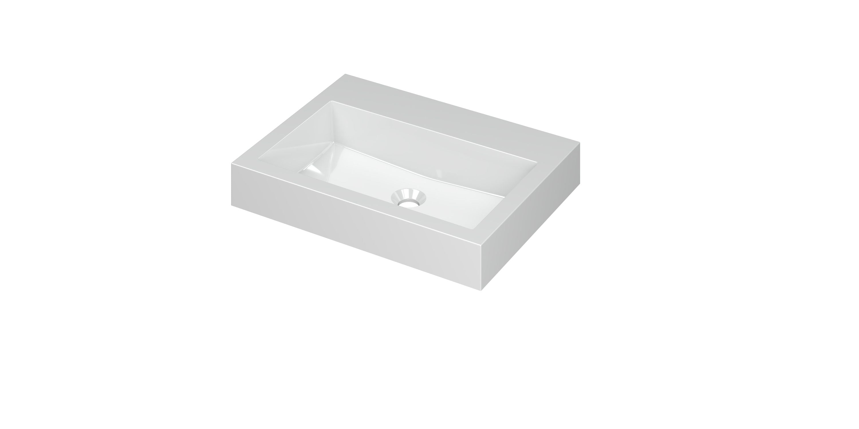 Ink Momento meubelwastafel 60x45cm polystone - zonder kraangat - glans wit