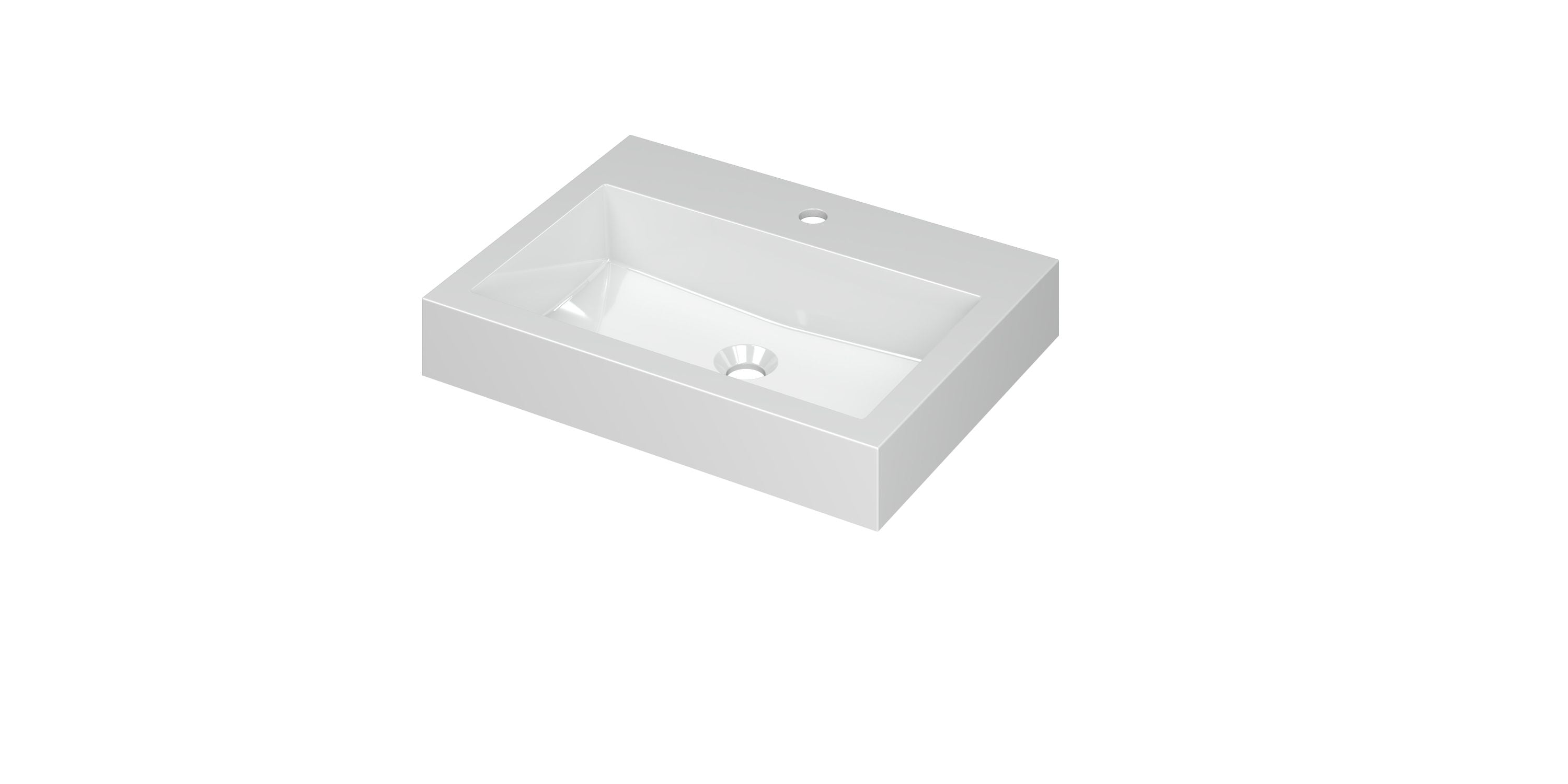 Ink Momento meubelwastafel 60x45cm polystone - 1 kraangat - glans wit