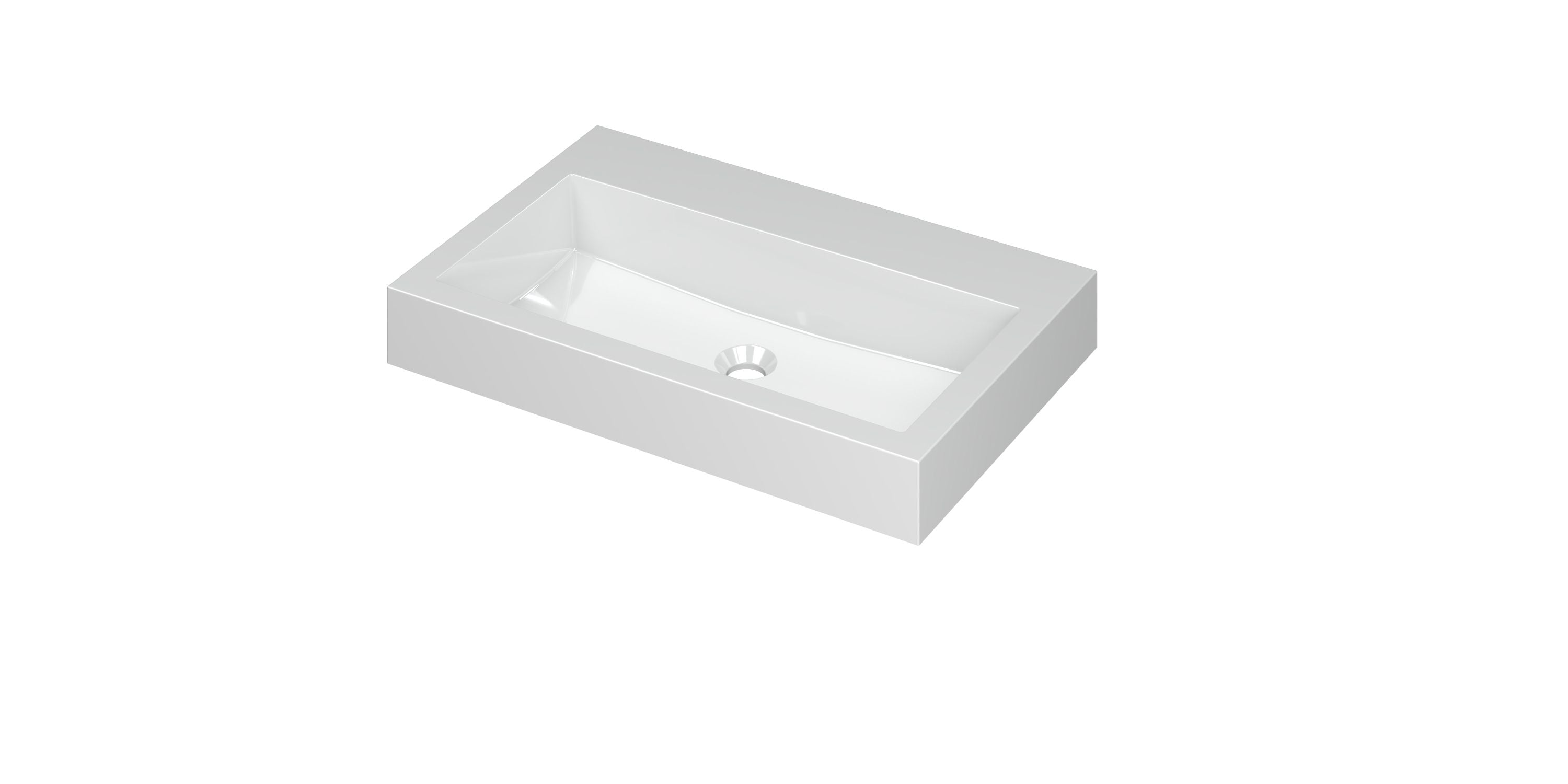 Ink Momento meubelwastafel 70x45cm polystone - zonder kraangat - glans wit