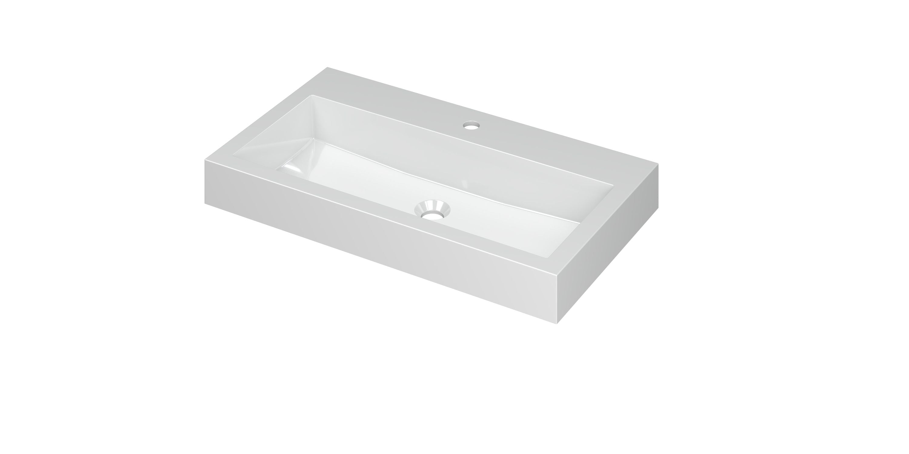 Ink Momento meubelwastafel 80x45cm polystone - 1 kraangat - glans wit
