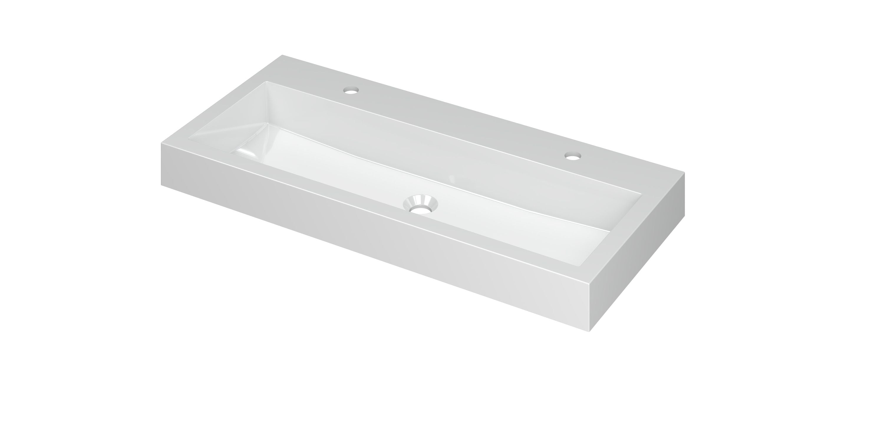 Ink Momento meubelwastafel 100x45cm polystone - centraal - 2 kraangaten - glans wit