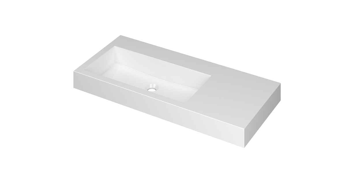 Ink Momento meubelwastafel 100x45cm polystone - links - zonder kraangat - glans wit