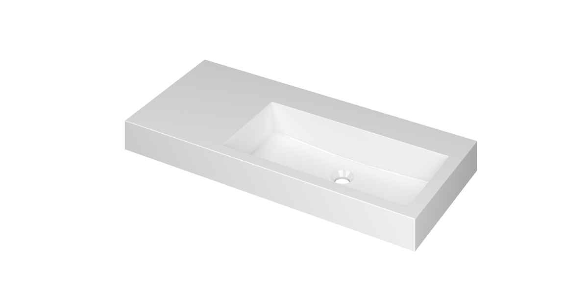 Ink Momento meubelwastafel 100x45cm polystone - rechts - zonder kraangat - glans wit
