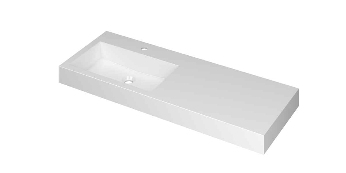 Ink Momento meubelwastafel 120x45cm polystone - links - 1 kraangat - glans wit