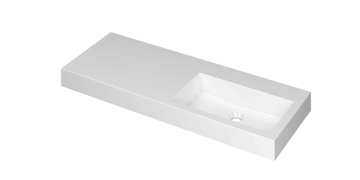Ink Momento meubelwastafel 120x45cm polystone - rechts - zonder kraangat - glans wit