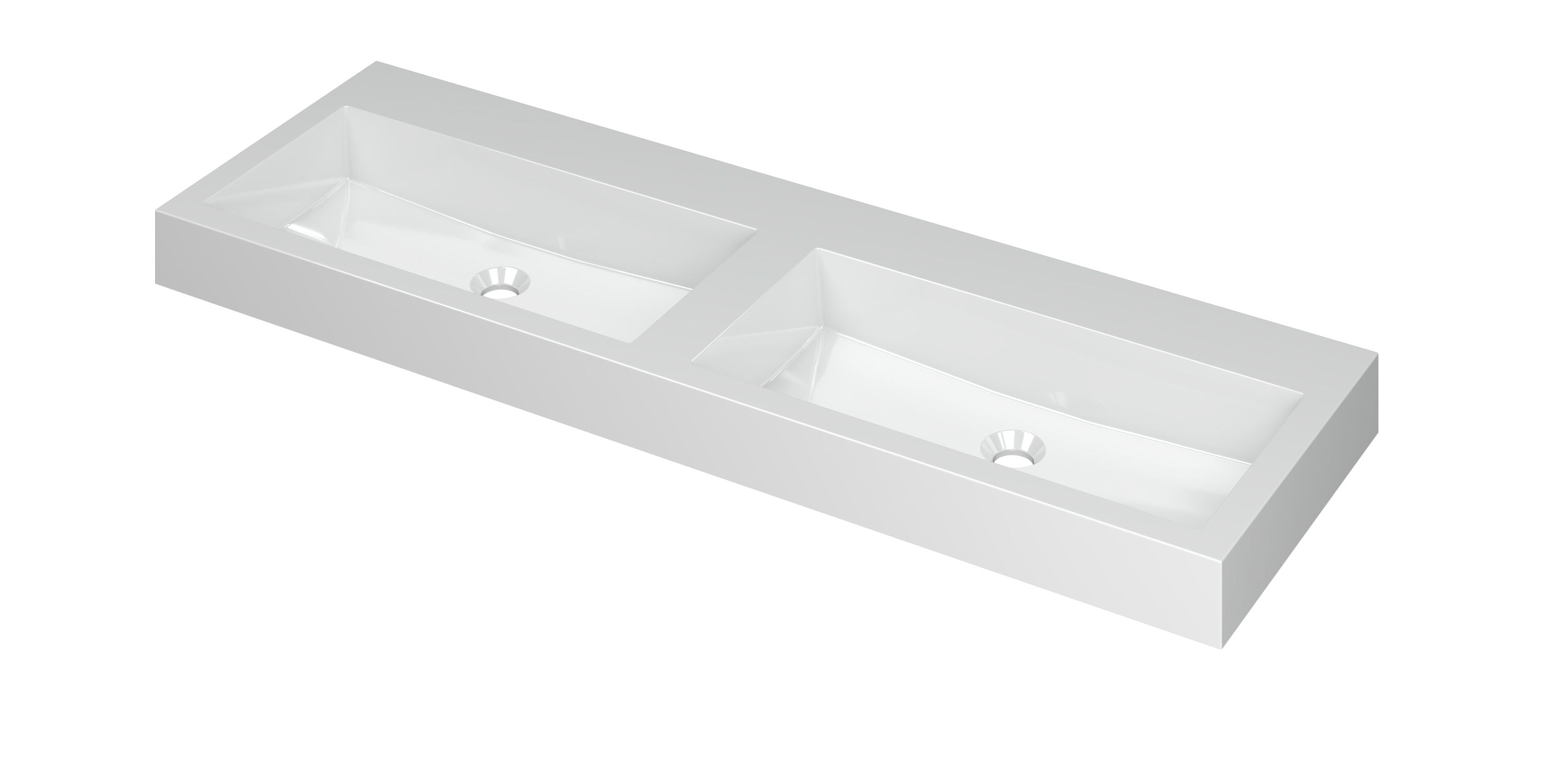 Ink Momento meubelwastafel 140x45cm polystone - dubbel - zonder kraangat - glans wit