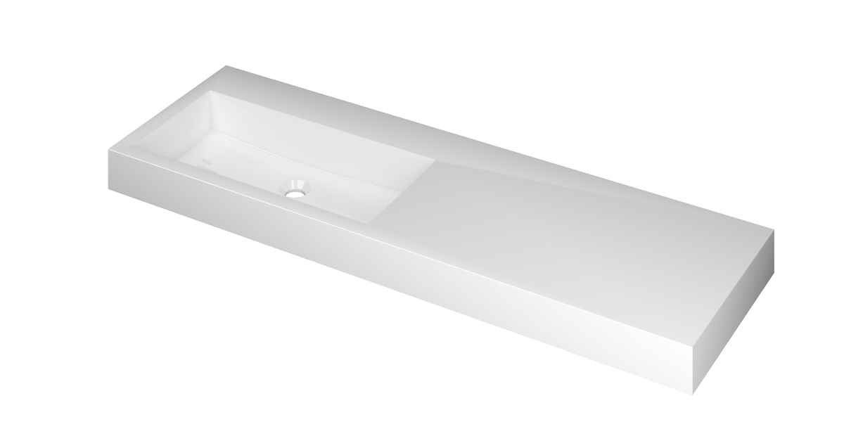 Ink Momento meubelwastafel 140x45cm polystone - links - zonder kraangat - glans wit