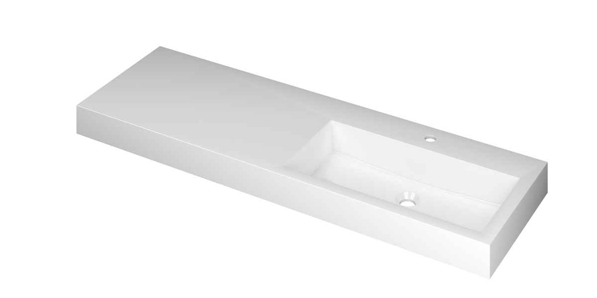 Ink Momento meubelwastafel 140x45cm polystone - rechts - 1 kraangat - glans wit