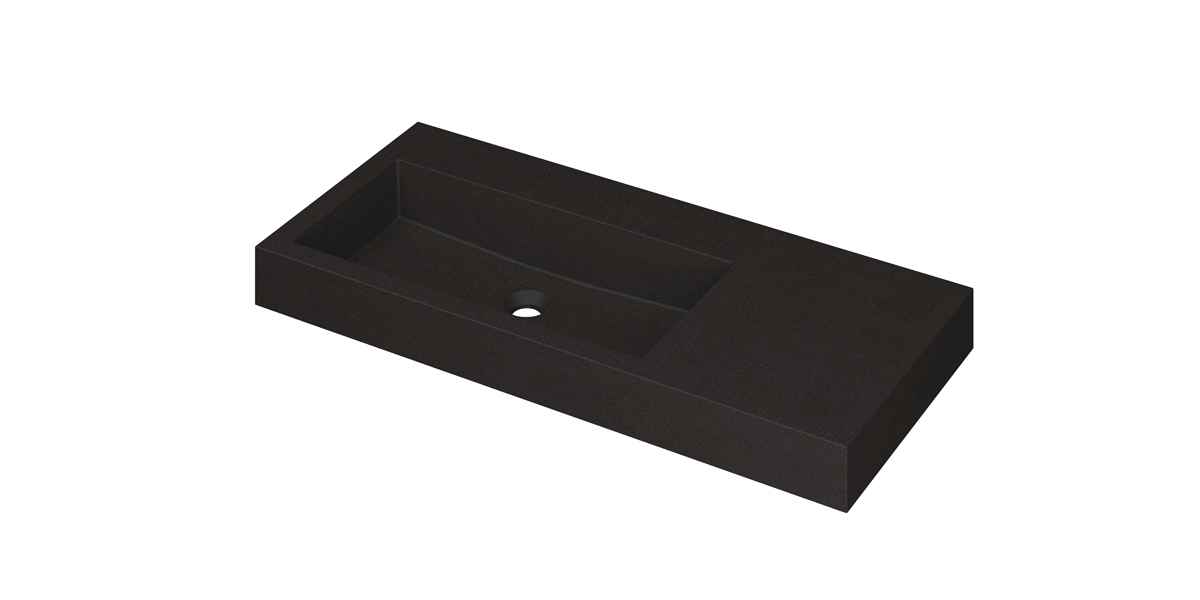 Ink Momento meubelwastafel 100x45cm quartz - links - zonder kraangaten - zwart