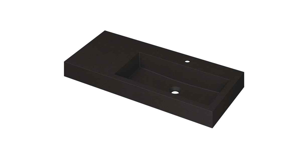 Ink Momento meubelwastafel 100x45cm quartz - rechts - 1 kraangat - zwart