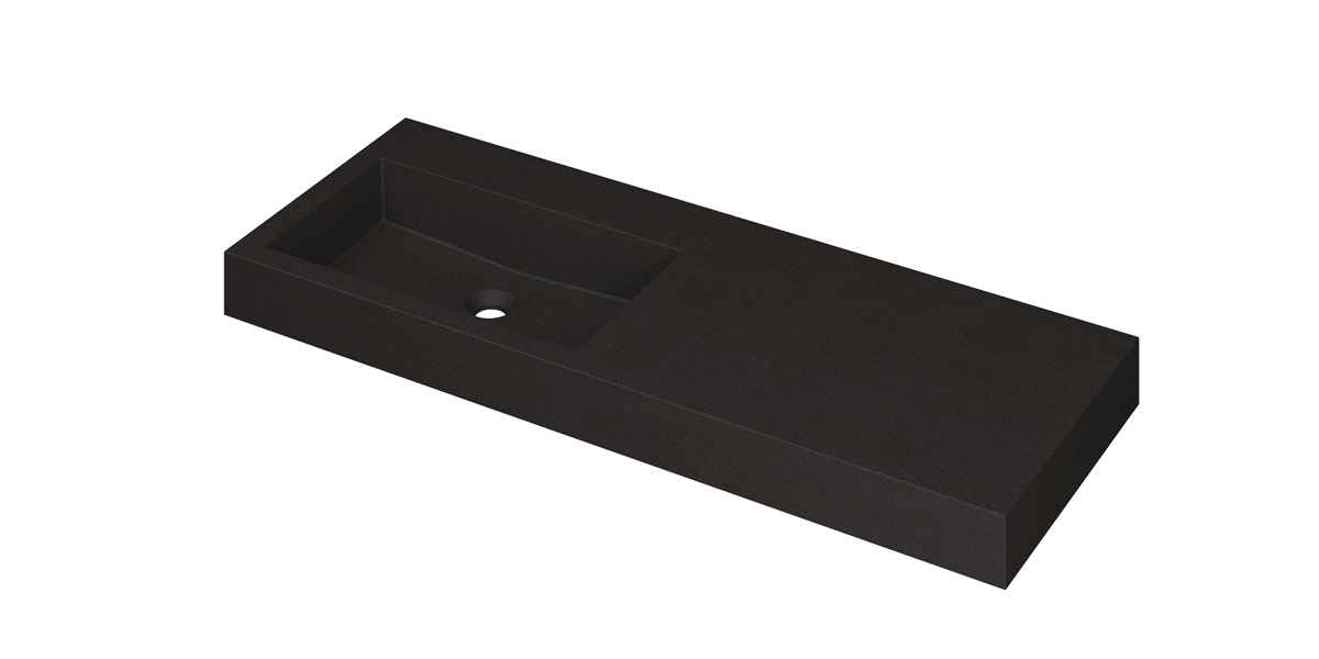 Ink Momento meubelwastafel 120x45cm quartz - links - zonder kraangaten - zwart
