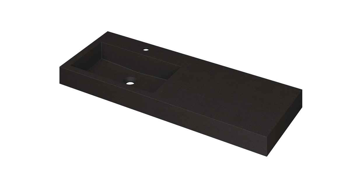 Ink Momento meubelwastafel 120x45cm quartz - links - 1 kraangat - zwart