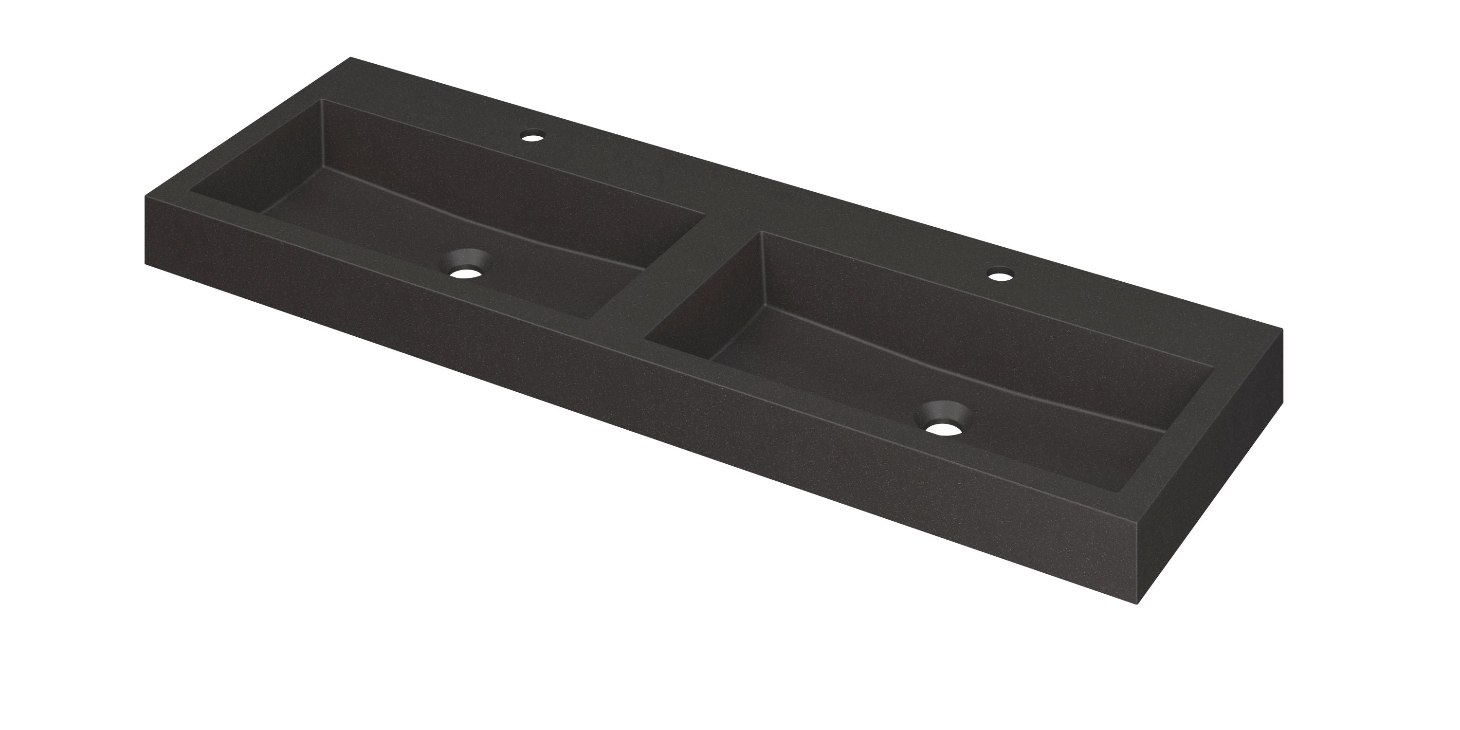 Ink Momento meubelwastafel 140x45cm quartz - dubbel - 2 kraangaten - zwart