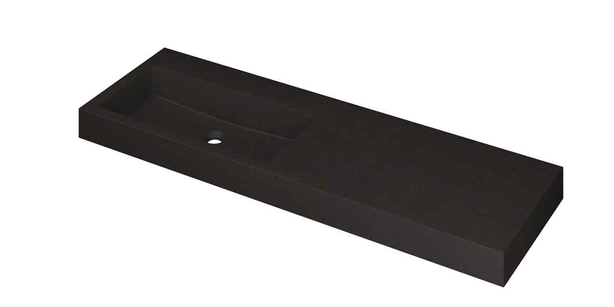 Ink Momento meubelwastafel 140x45cm quartz - links - zonder kraangaten - zwart