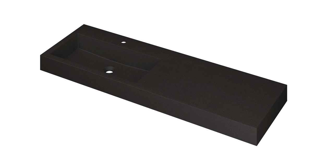 Ink Momento meubelwastafel 140x45cm quartz - links - 1 kraangat - zwart
