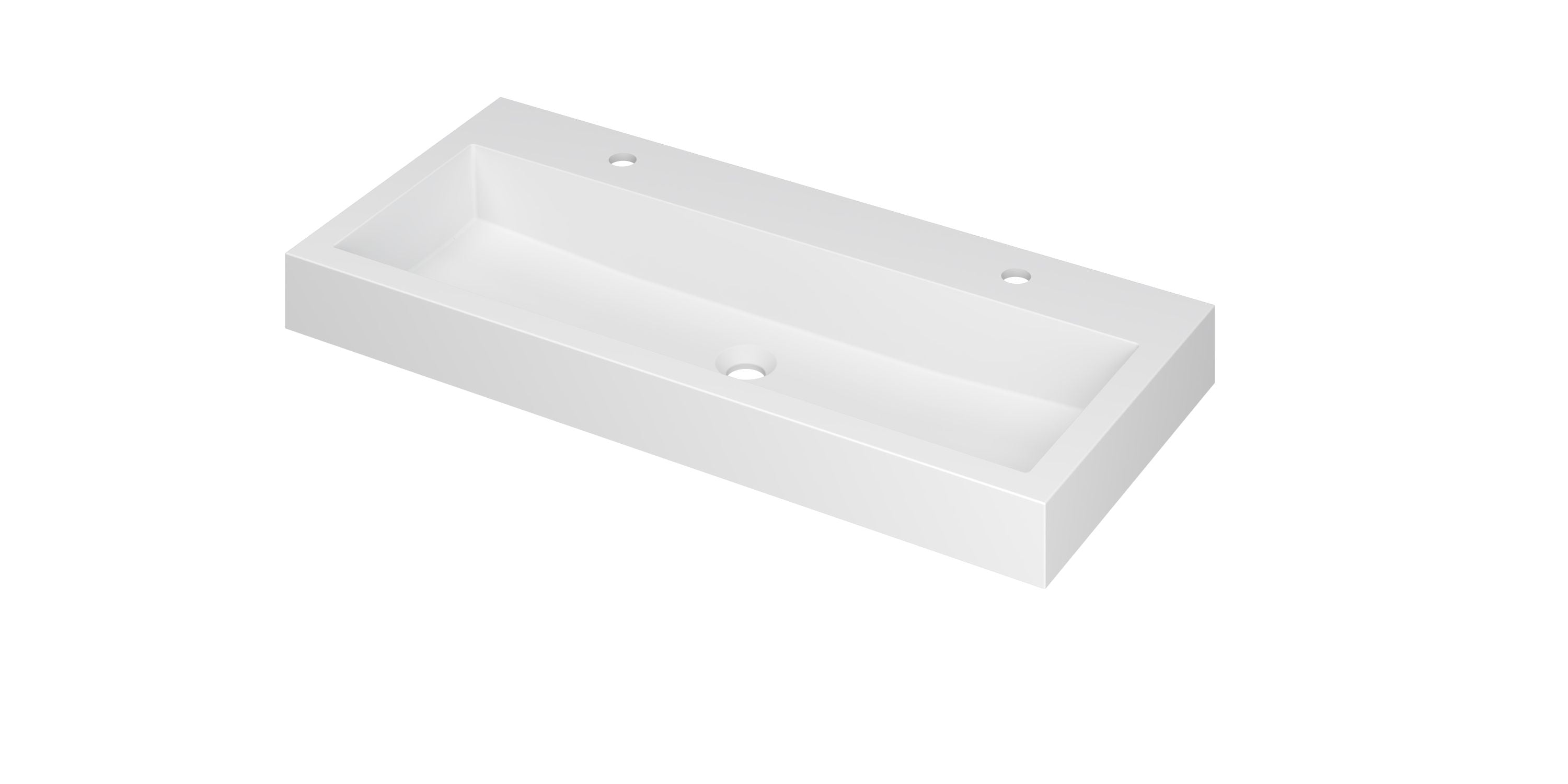Ink Momento meubelwastafel 100x45cm polystone - centraal - 2 kraangaten - mat wit