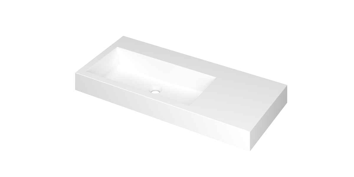 Ink Momento meubelwastafel 100x45cm polystone - links - zonder kraangat - mat wit