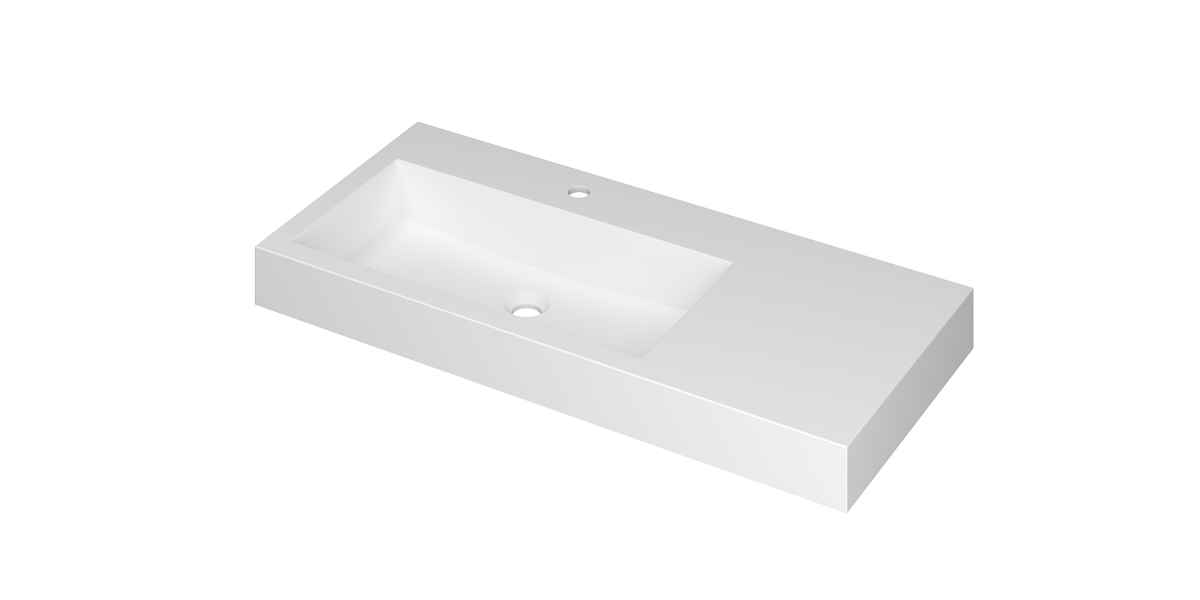 Ink Momento meubelwastafel 100x45cm polystone - links - 1 kraangat - mat wit
