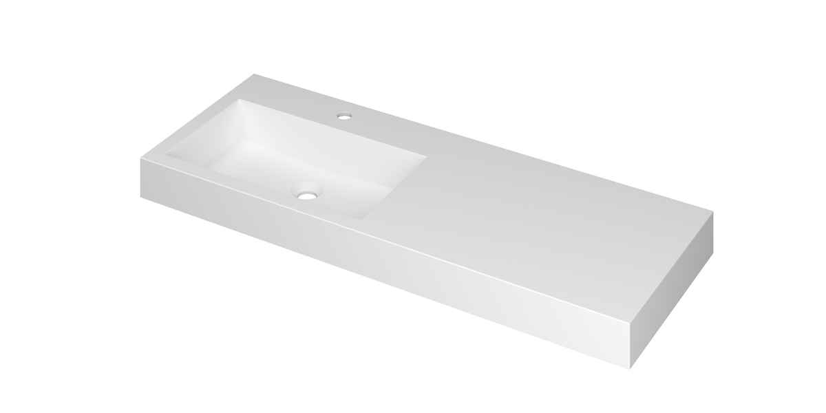 Ink Momento meubelwastafel 120x45cm polystone - links - 1 kraangat - mat wit