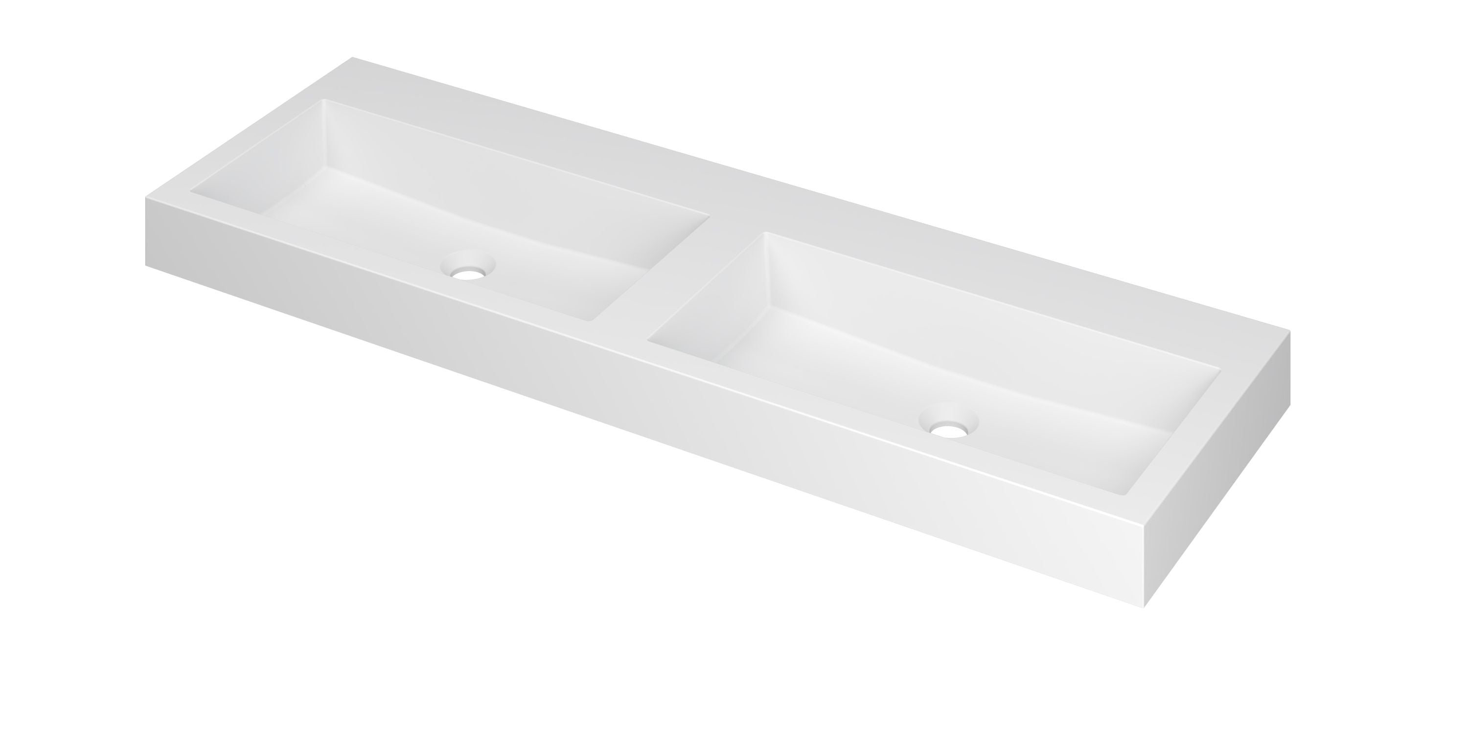 Ink Momento meubelwastafel 140x45cm polystone - dubbel - zonder kraangat - mat wit