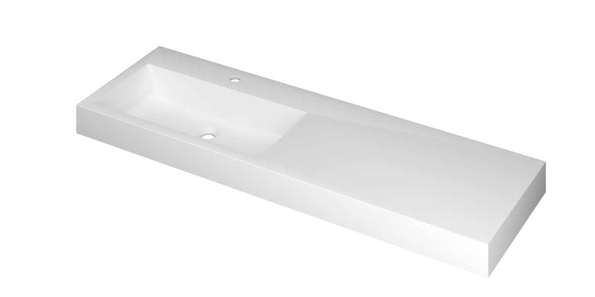 Ink Momento meubelwastafel 140x45cm polystone - links - 1 kraangat - mat wit