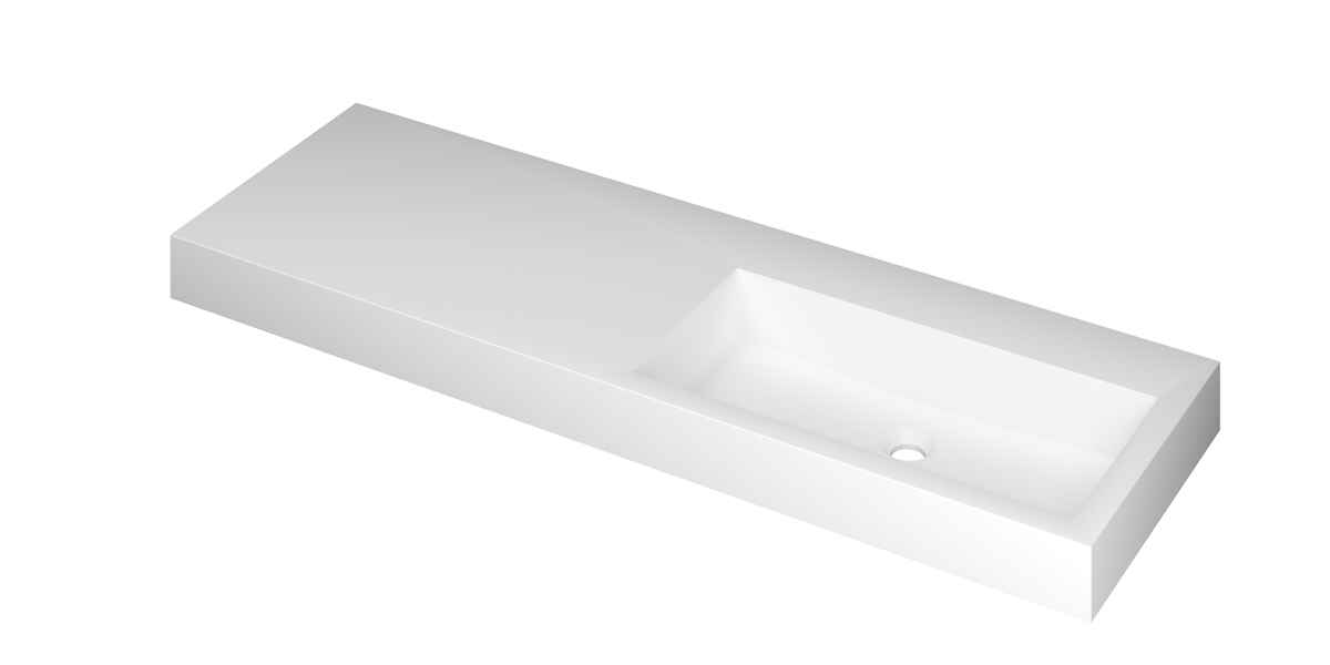 Ink Momento meubelwastafel 140x45cm polystone - rechts - zonder kraangat - mat wit