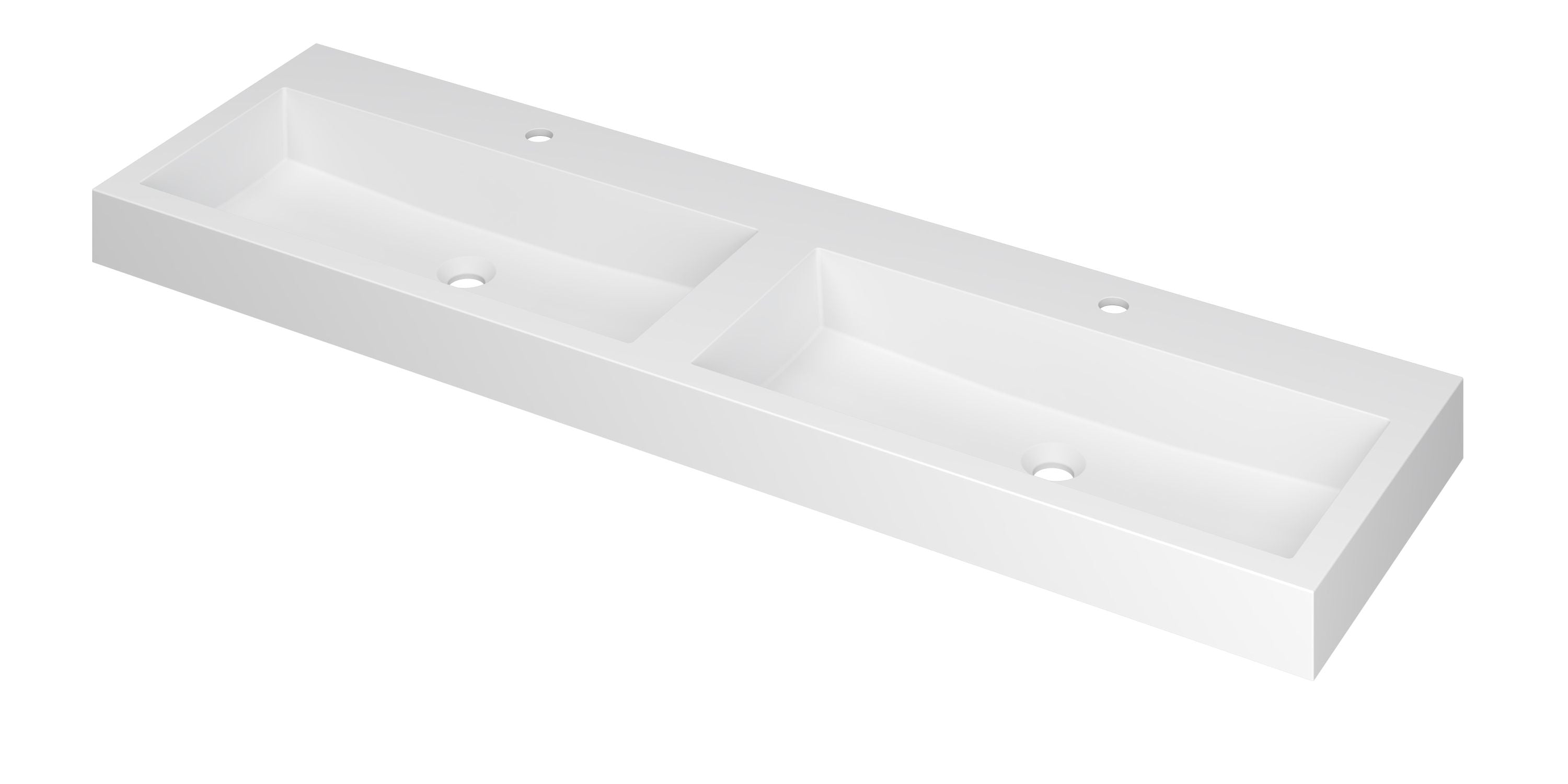 Ink Momento meubelwastafel 160x45cm polystone - dubbel - 2 kraangaten - mat wit