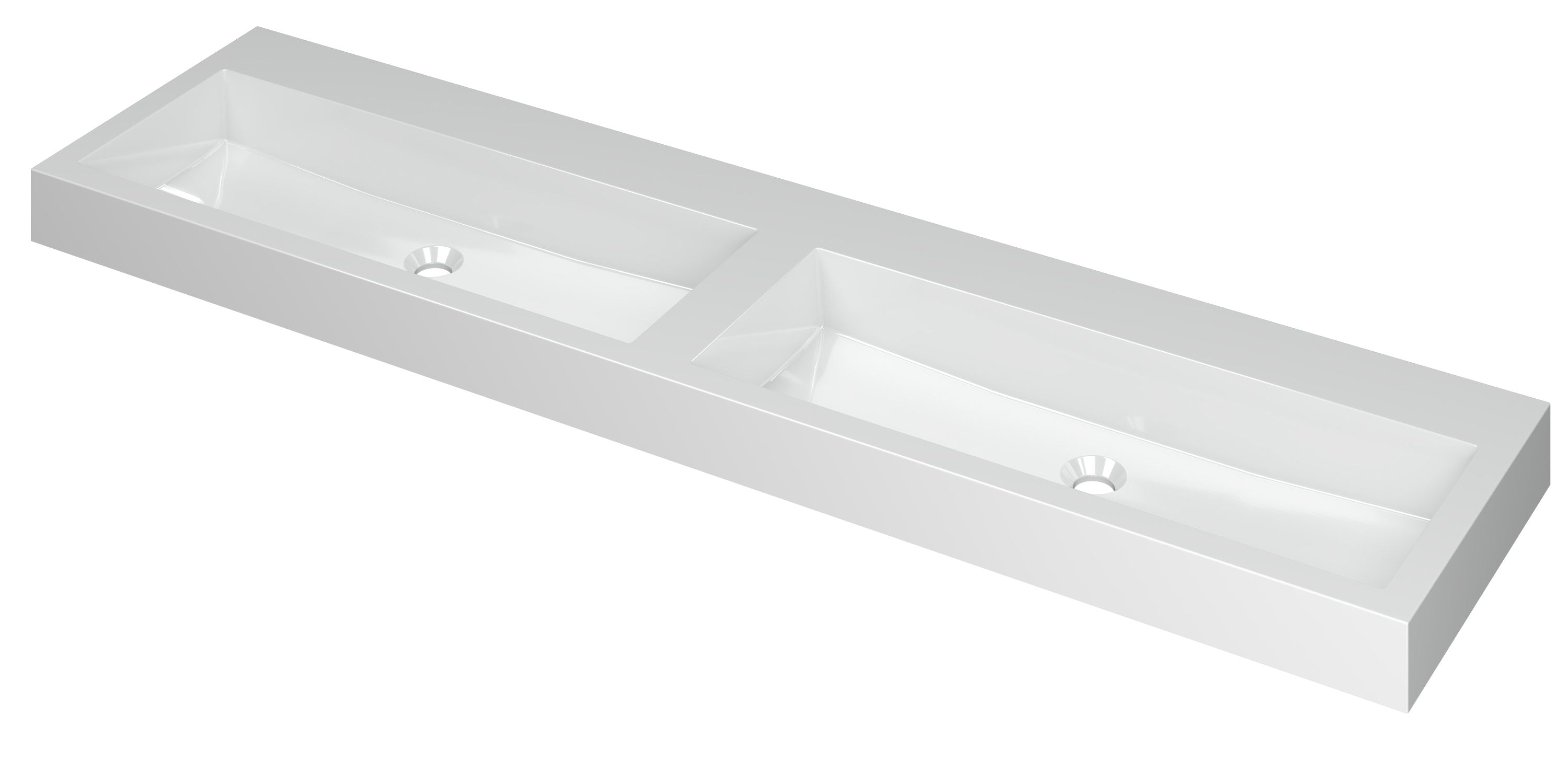 Ink Momento meubelwastafel 180x45cm polystone - dubbel - zonder kraangat - mat wit