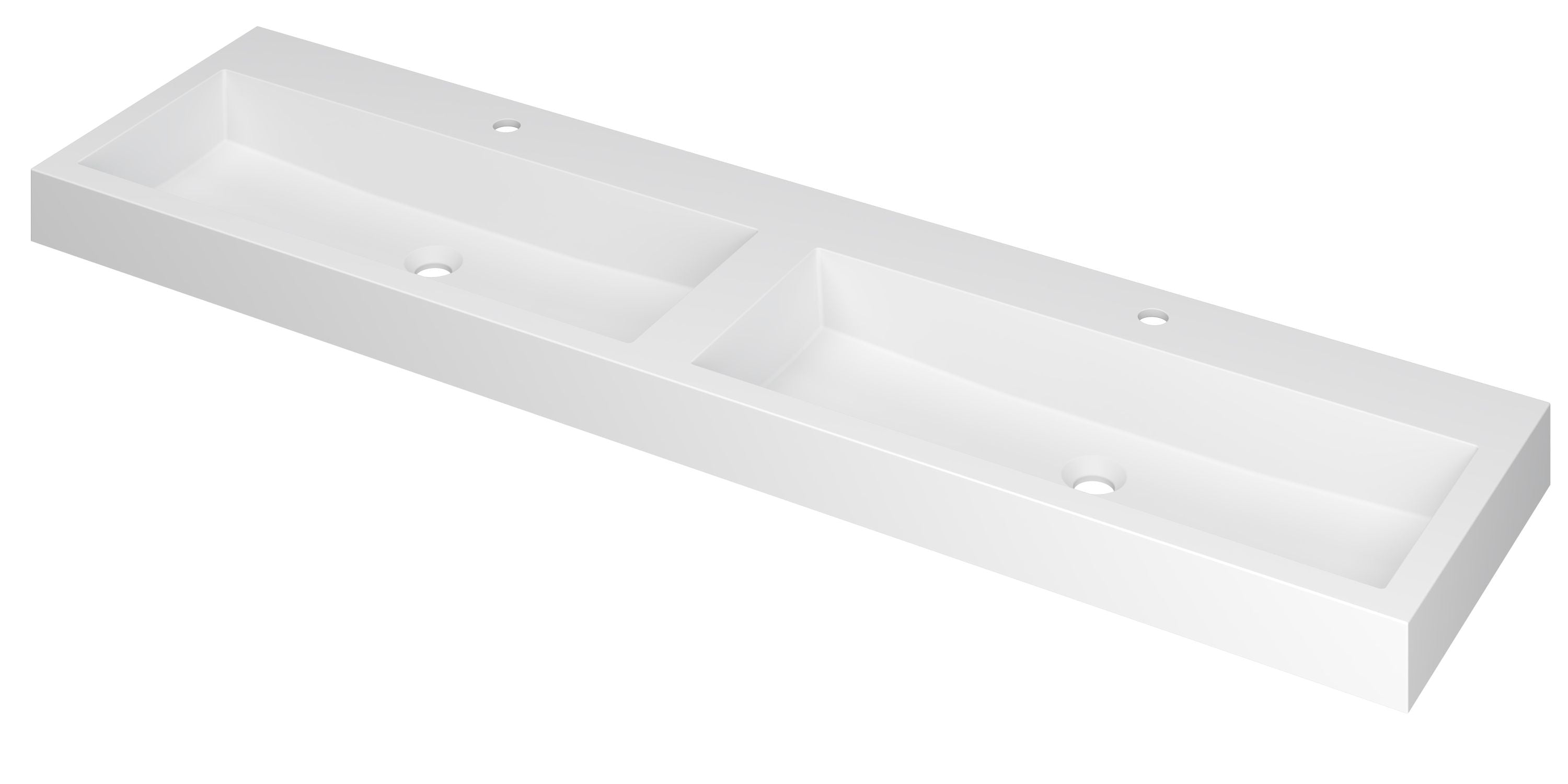 Ink Momento meubelwastafel 180x45cm polystone - dubbel - 2 kraangaten - mat wit