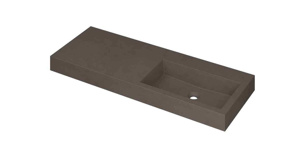 Ink Momento meubelwastafel 120x45cm quartz - rechts - zonder kraangat - beton