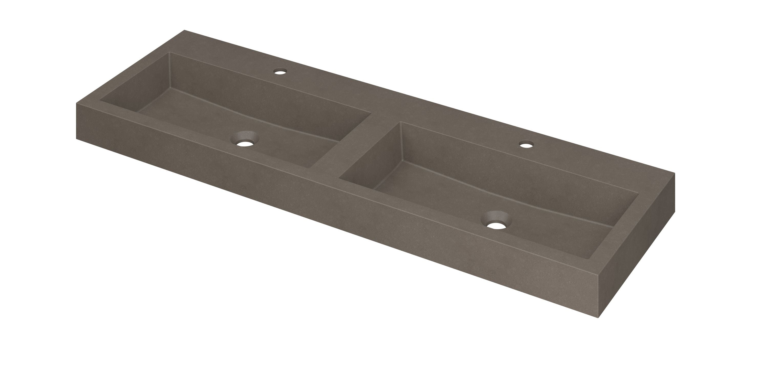 Ink Momento meubelwastafel 140x45cm quartz - dubbel - 2 kraangaten - beton