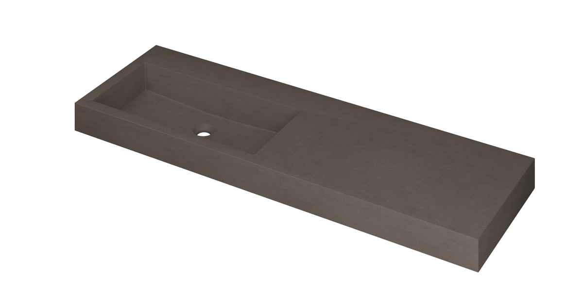 Ink Momento meubelwastafel 140x45cm quartz - links - zonder kraangat - beton