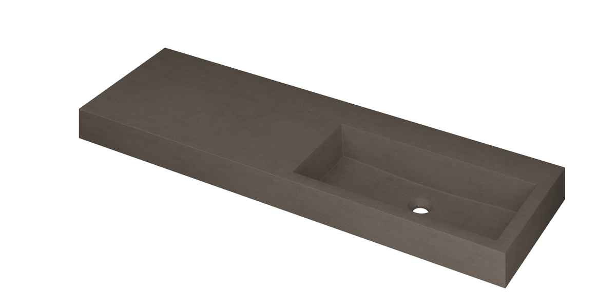 Ink Momento meubelwastafel 140x45cm quartz - rechts - zonder kraangat - beton