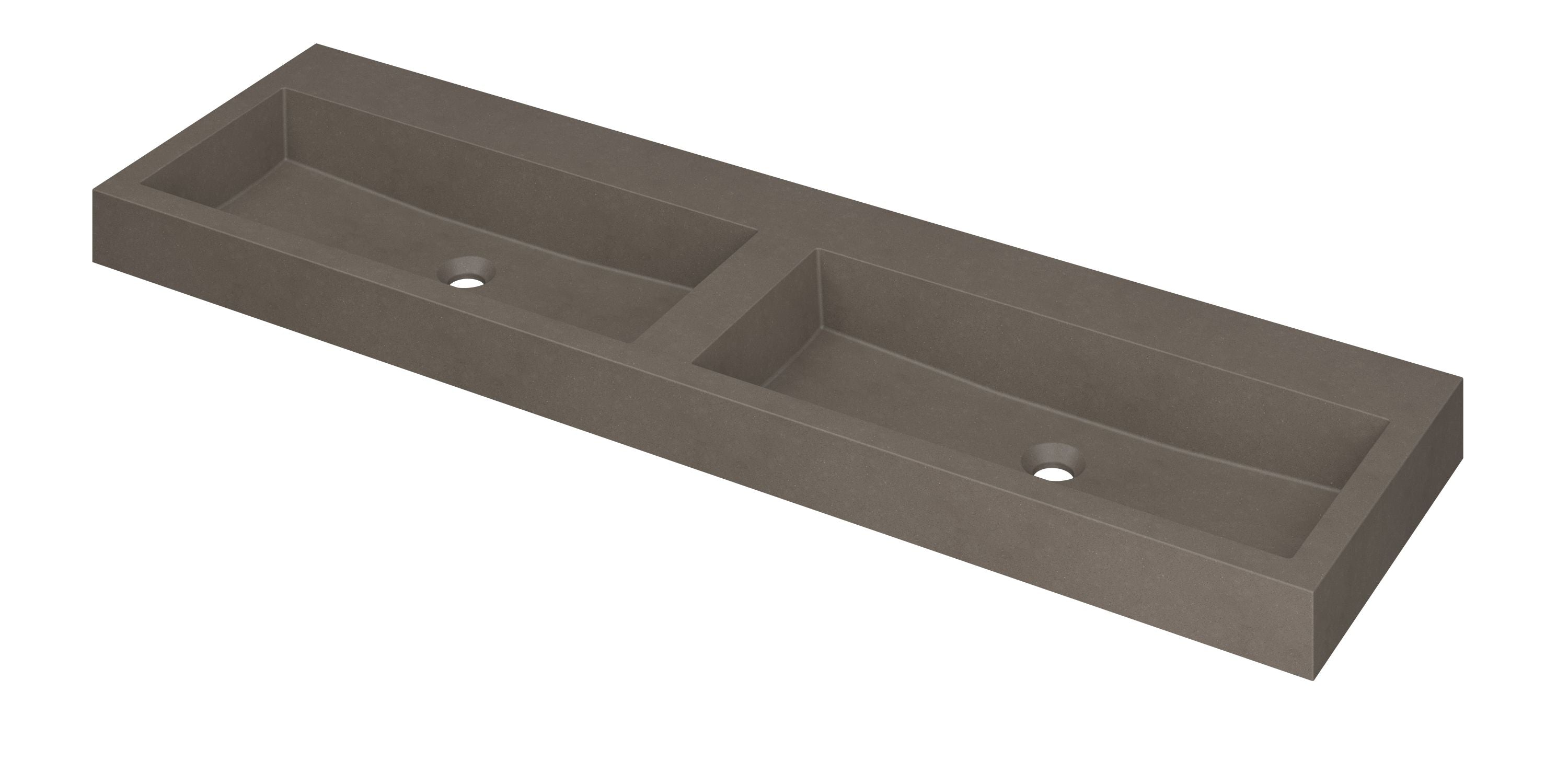 Ink Momento meubelwastafel 160x45cm quartz - dubbel - zonder kraangat - beton