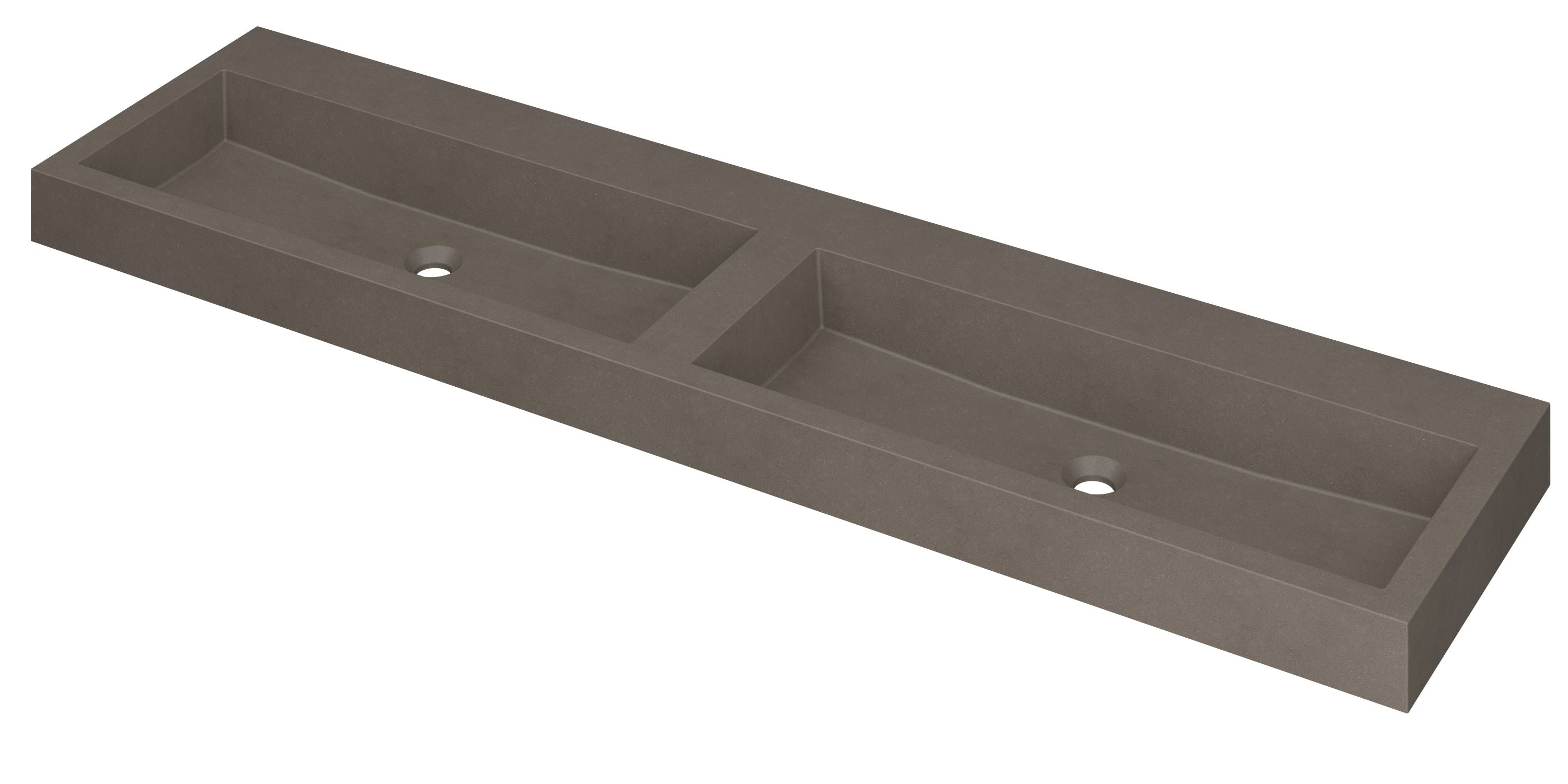 Ink Momento meubelwastafel 180x45cm quartz - dubbel - zonder kraangaten - beton