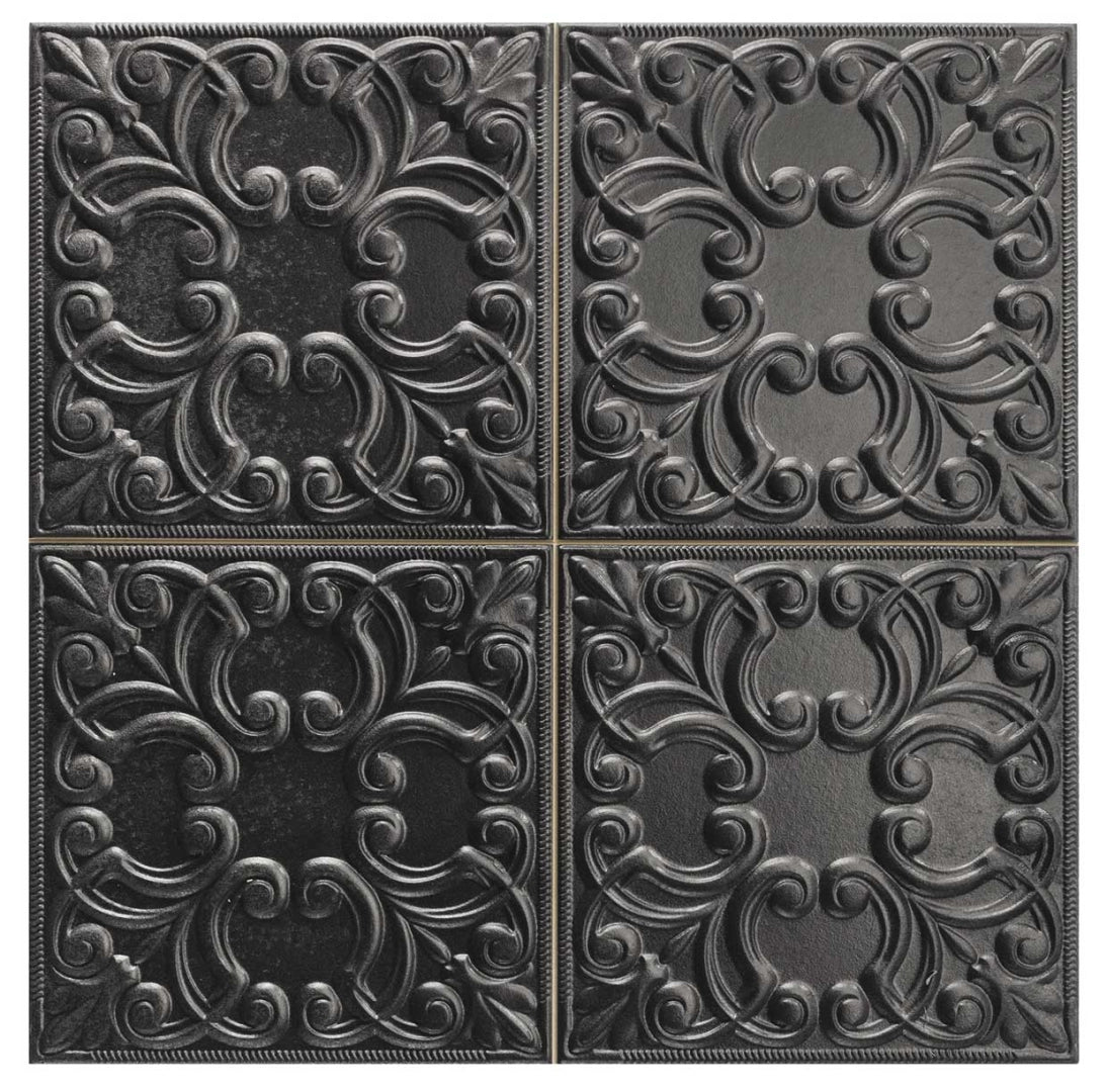 Realonda, Tin Tile - Black, Brillo, 44x44cm, 10.00mm
