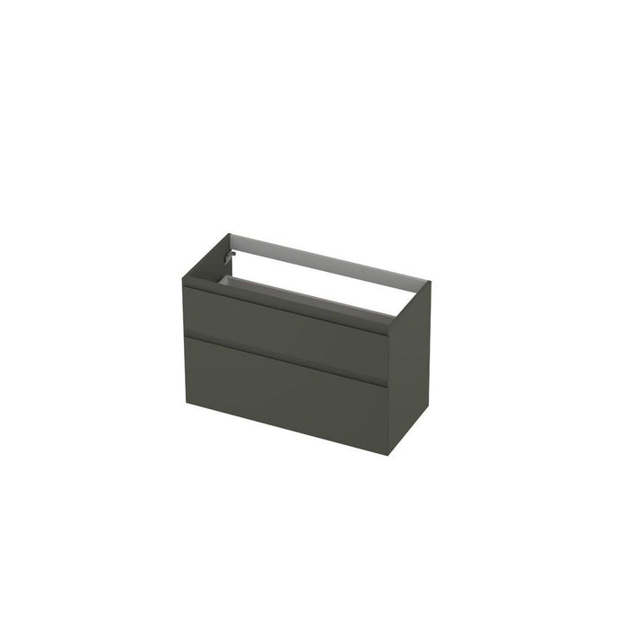 Ink onderkast 100x45cm - greeploos - 2 lades asymmetrisch - mat beton groen