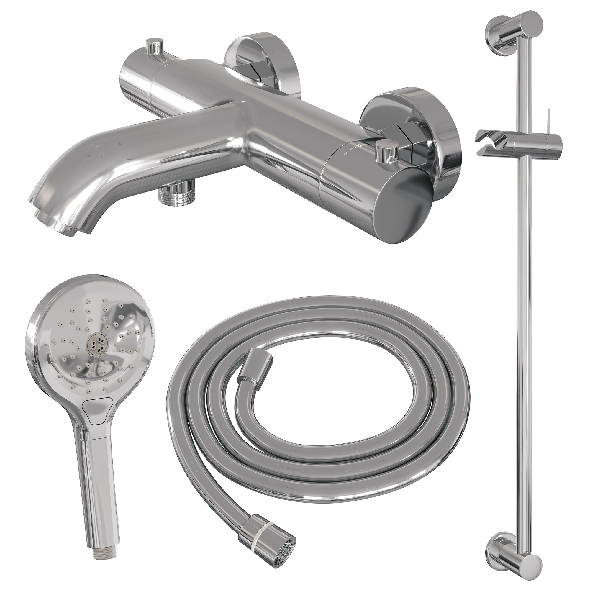 Brauer Edition badthermostaat Glijstangset - 3 standen handdouche - chroom