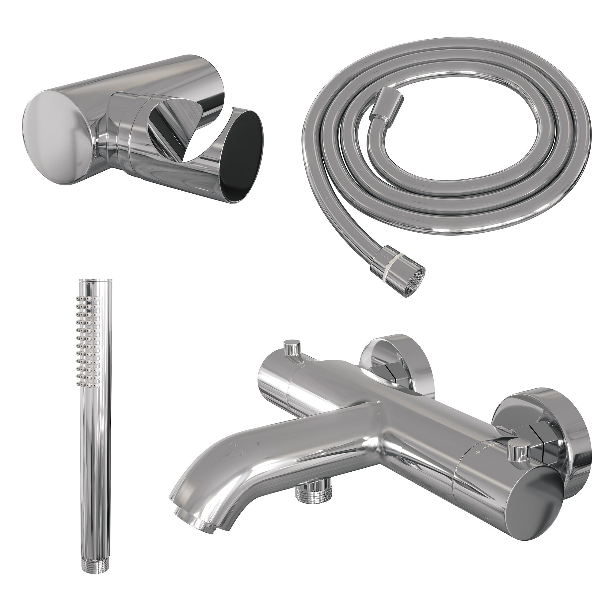 Brauer Edition badthermostaat met badset - staafhanddouche - chroom