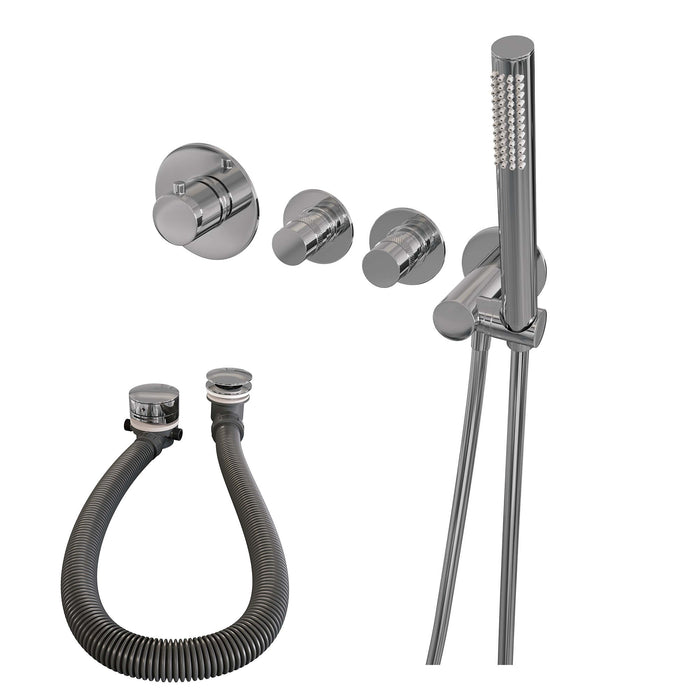 Brauer Edition inbouw badthermostaat met badafvoer/vulcombinatie - staafhanddouche - chroom