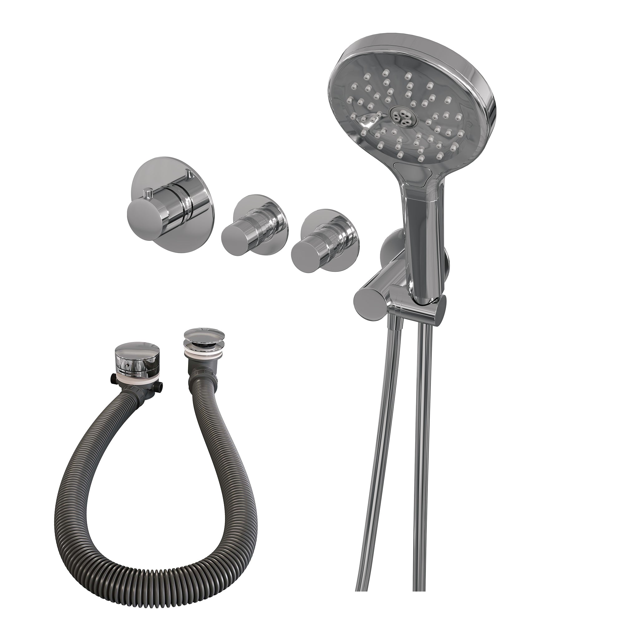 Brauer Edition inbouw badthermostaat met badafvoer/vulcombinatie - ronde handdouche - chroom