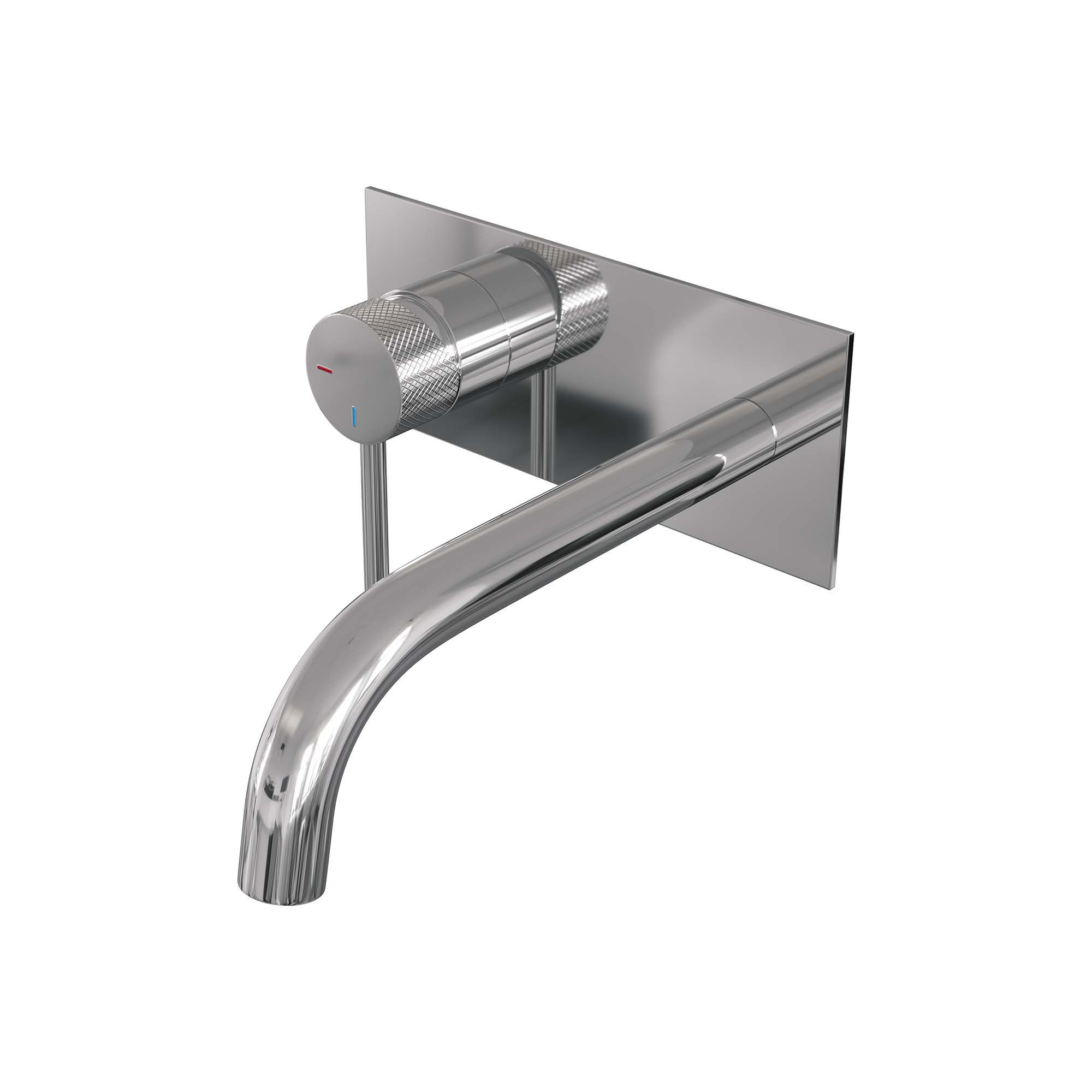 Brauer Carving inbouw wastafelkraan - gebogen uitloop - achterplaat - hendel 1 links - chroom