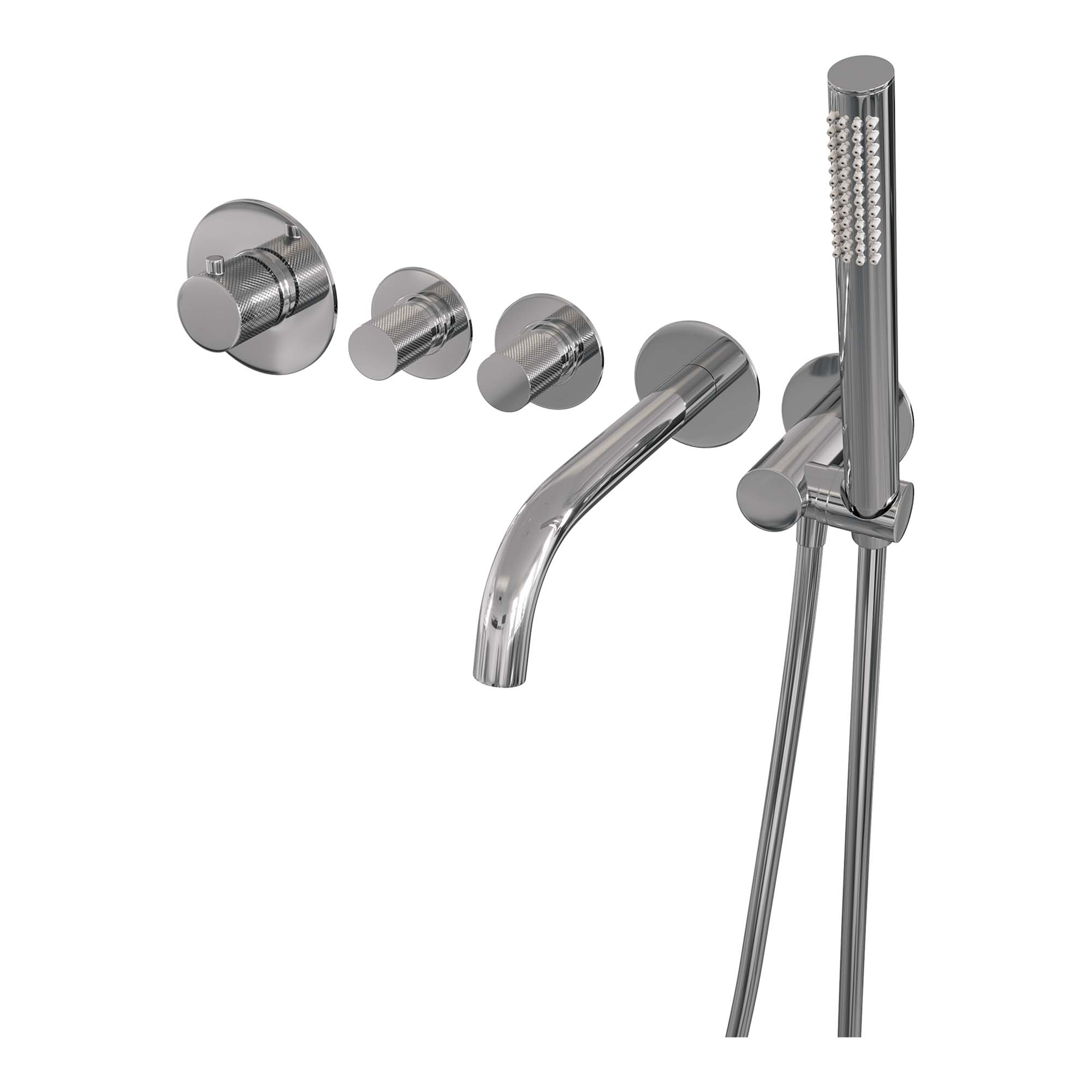 Brauer Carving inbouw badthermostaat met uitloop - staafhanddouche - chroom