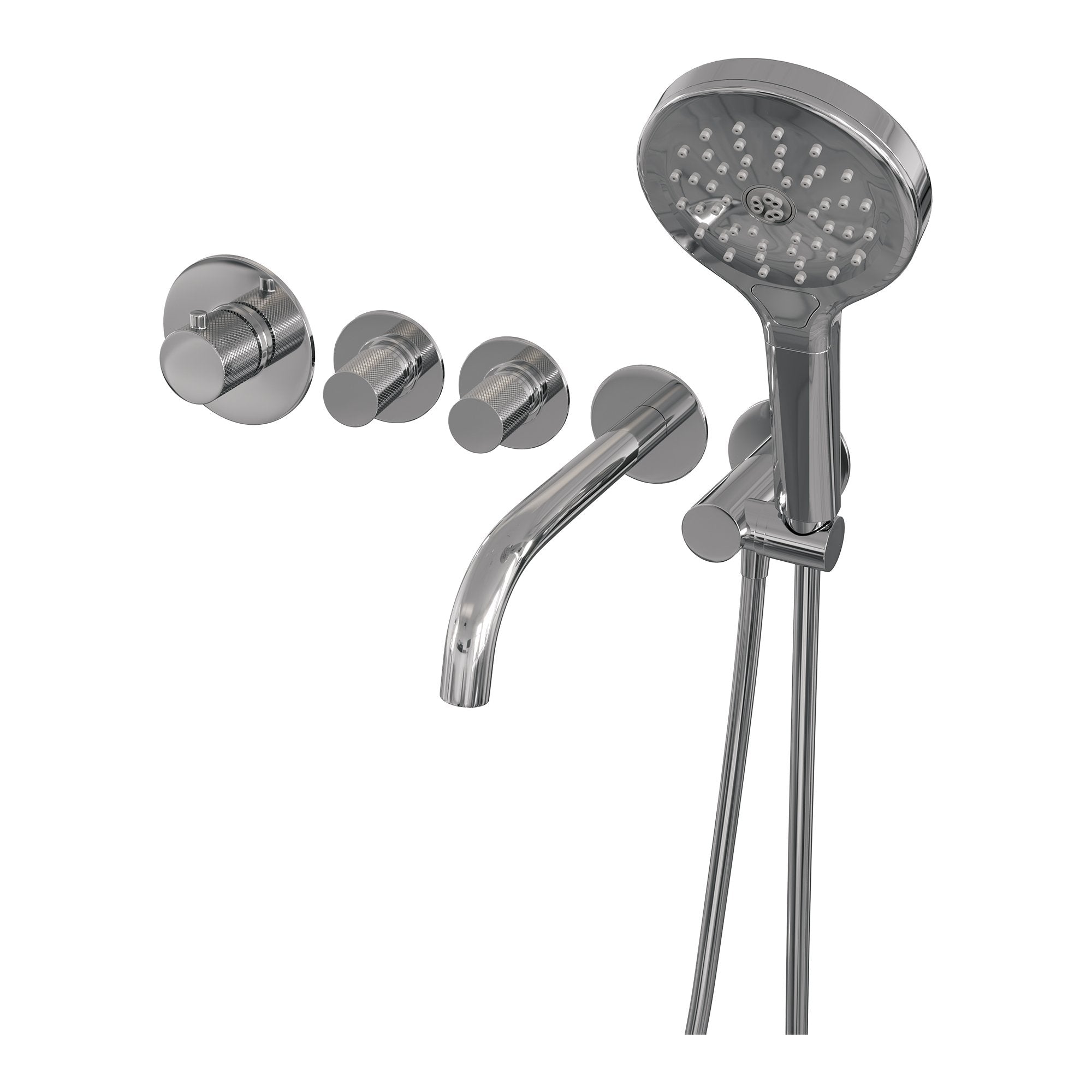 Brauer Carving inbouw badthermostaat met uitloop - 3-standen handdouche - geborsteld RVS PVD