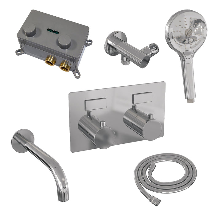 Brauer Edition inbouw badthermostaat - drukknoppen - baduitloop - 3-standen handdouche - chroom