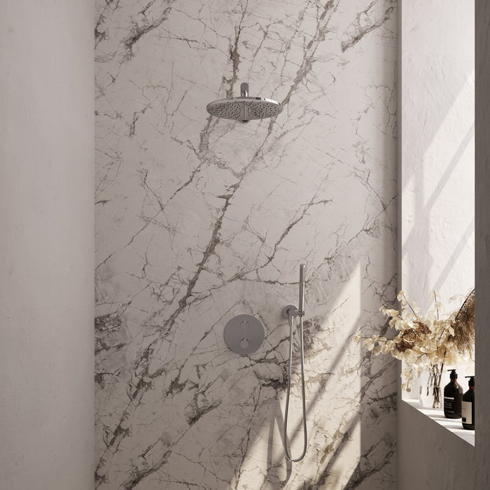 Brauer Edition inbouw regendoucheset 3-weg rond - 30cm hoofddouche - rechte wandarm - staafhanddouche - wandhouder - chroom